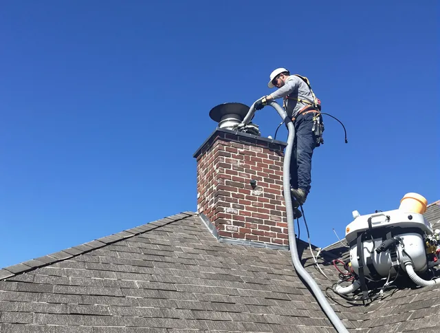 Dedicated Westerville Chimney Sweep team member cleaning a chimney in Westerville, OH