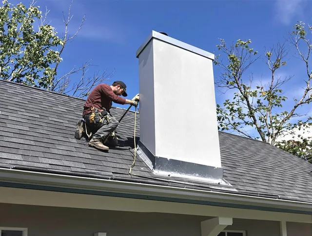 Westerville Chimney Sweep team member finishing chimney construction in Westerville, OH