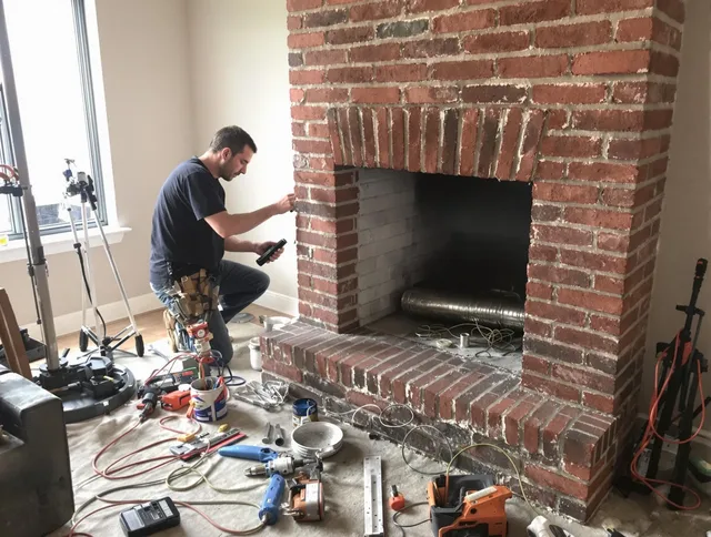 Westerville Chimney Sweep specialist finalizing chimney liner service in Westerville, OH