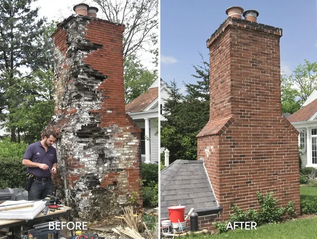 Westerville Chimney Sweep performing a full chimney restoration in Westerville, OH