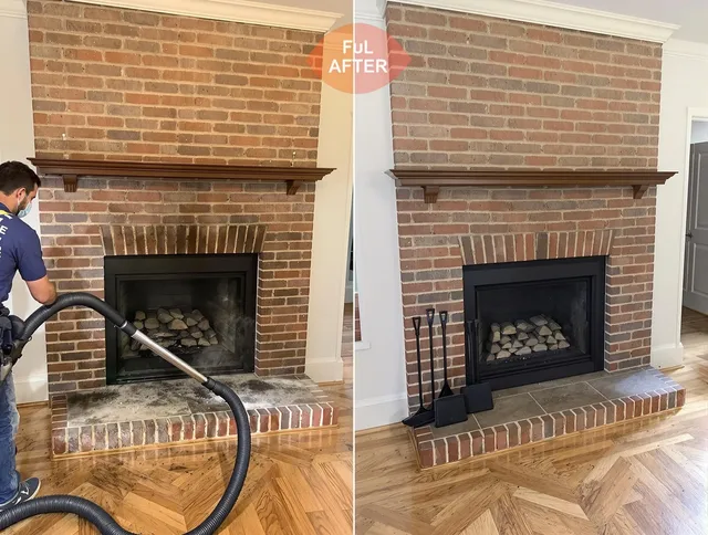 Westerville Chimney Sweep carefully sanitizing a fireplace in Westerville, OH