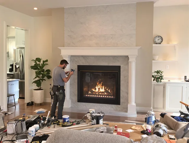 Newly installed fireplace by Westerville Chimney Sweep in Westerville, OH